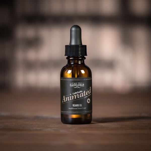 Animated Coffee Aroma Beard Oil Bottle 