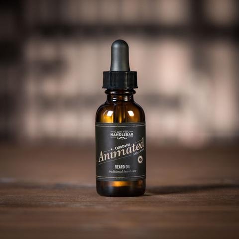 Animated Coffee Aroma Beard Oil Bottle 