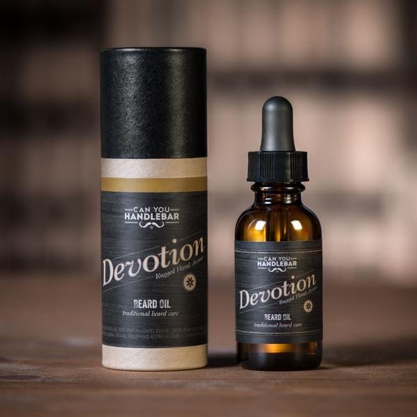 Devotion Rugged Patchouli Beard Oil Bottle and Tube