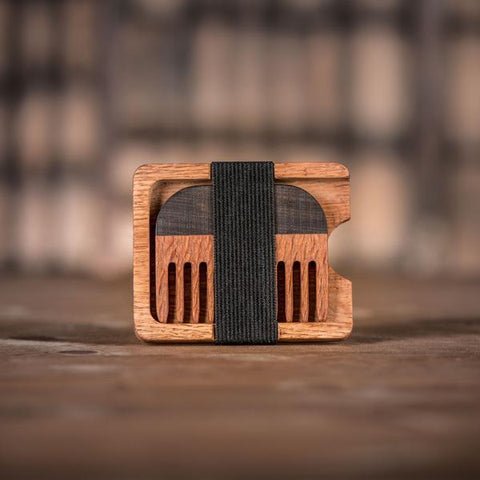 Handmade Leopard Wood Comb and Oak Wallet, Comb Inside