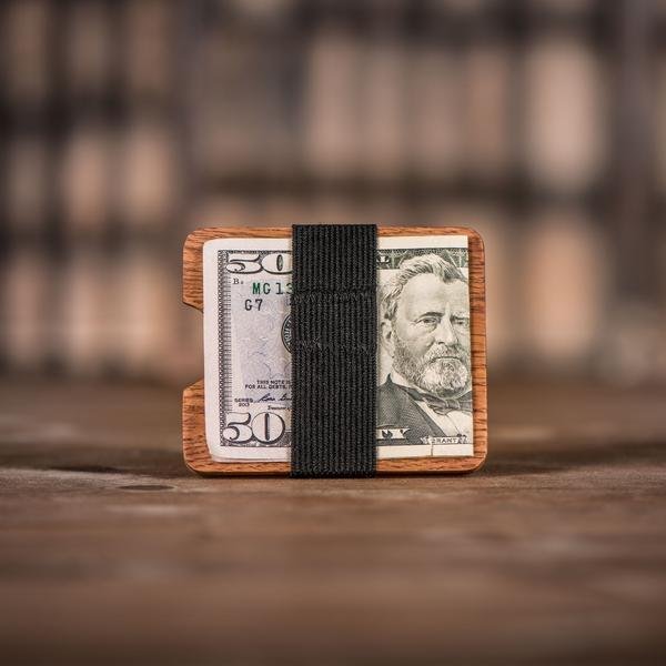 Handmade Leopard Wood Comb and Oak Wallet with money