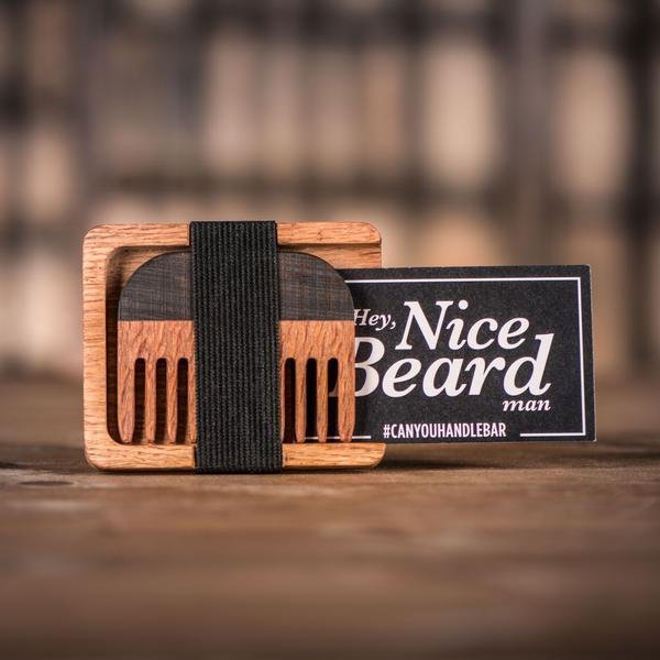 Handmade Leopard Wood Comb and Oak Wallet with Sticker