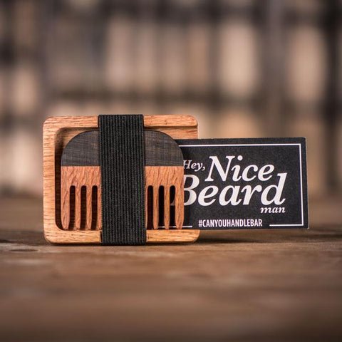 Handmade Leopard Wood Comb and Oak Wallet with Sticker