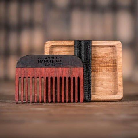 Handmade Paduak Wood Comb and Oak Holder, Comb Outside